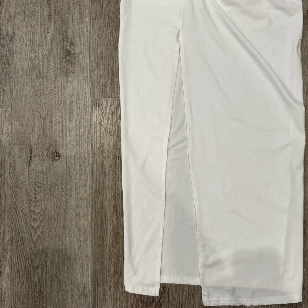Nicole Miller White Cutout Maxi Dress Long Sleeve Ruched Bodycon M - Picture 6 of 6